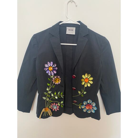 Vintage 00’s Moschino Cheap And Chic Gem Embellished Cropped Blazer - Picture 3 of 6